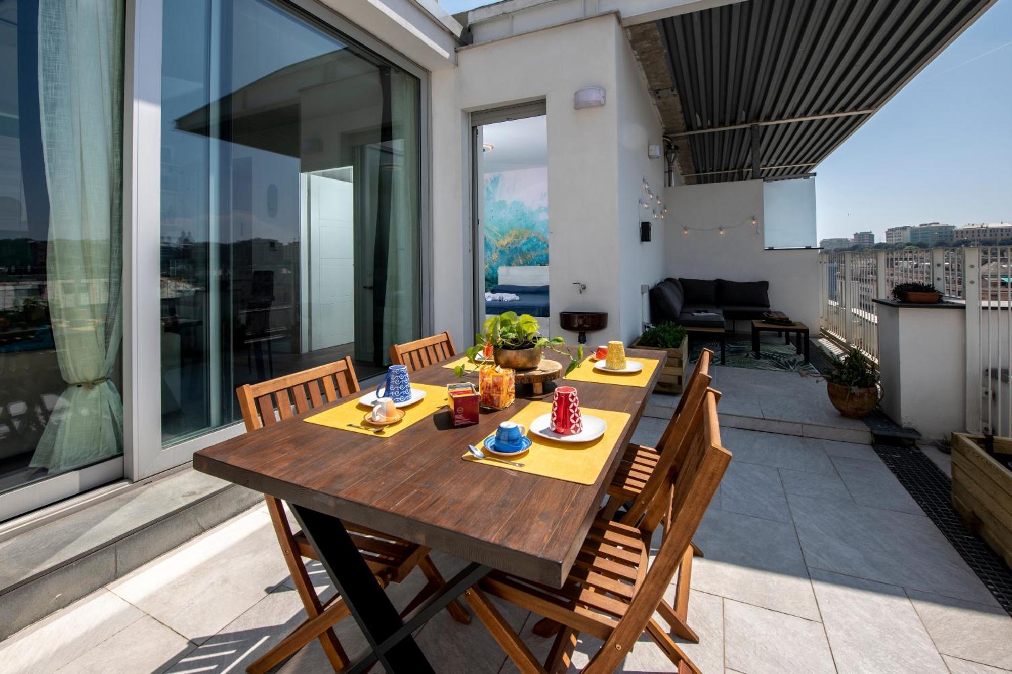 제노바 Attico Luxury Con Parcheggio E Terrazza Vista Mozzafiato 아파트 외부 사진