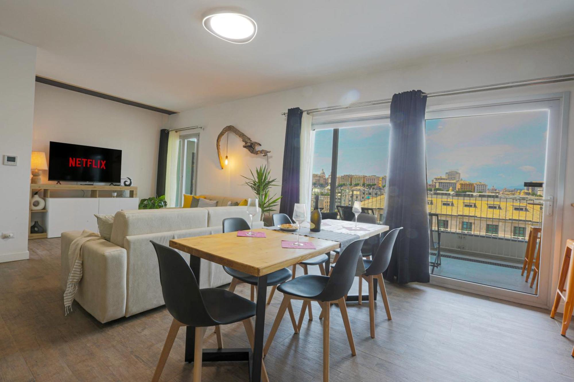 제노바 Attico Luxury Con Parcheggio E Terrazza Vista Mozzafiato 아파트 객실 사진